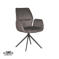 LABEL51 Eetkamerstoelen Mellow - Antraciet - Velvet - Zwart Metalen Frame