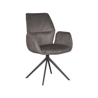 LABEL51 Eetkamerstoelen Mellow - Antraciet - Velvet - Zwart Metalen Frame