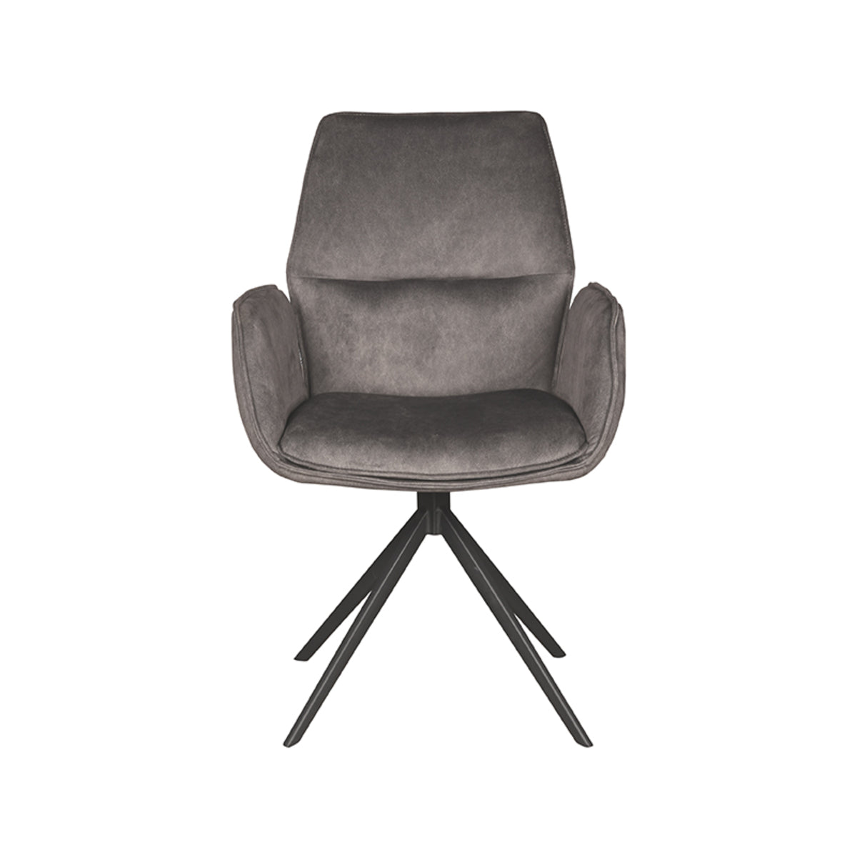 LABEL51 Eetkamerstoelen Mellow - Antraciet - Velvet - Zwart Metalen Frame