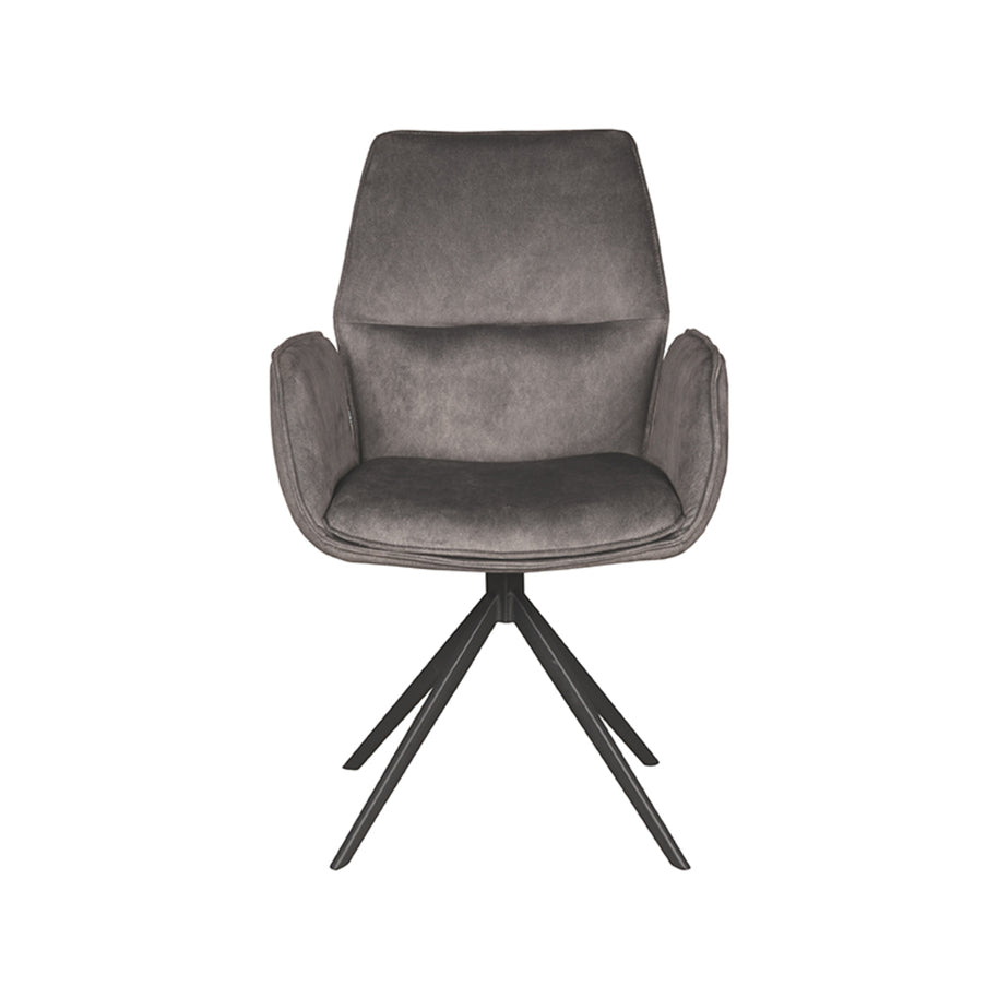 LABEL51 Eetkamerstoelen Mellow - Antraciet - Velvet - Zwart Metalen Frame