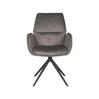 LABEL51 Eetkamerstoelen Mellow - Antraciet - Velvet - Zwart Metalen Frame
