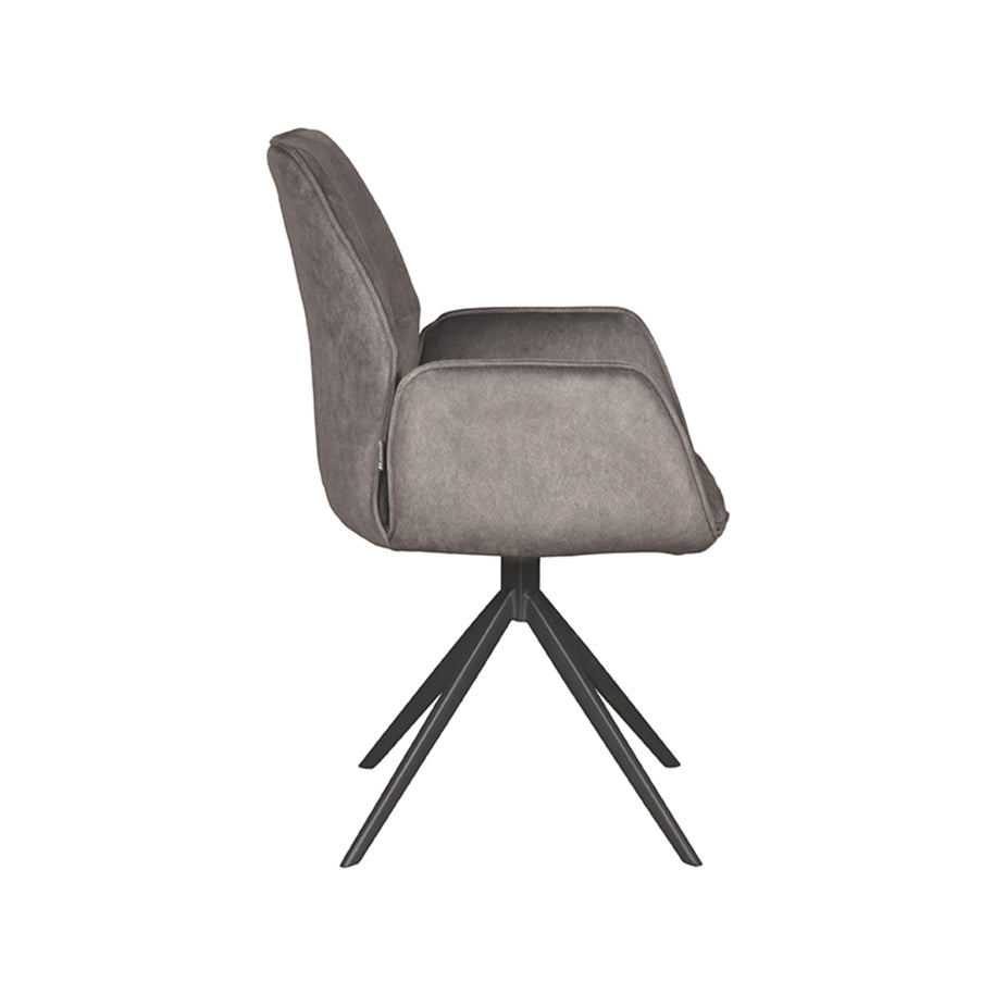 LABEL51 Eetkamerstoelen Mellow - Antraciet - Velvet - Zwart Metalen Frame