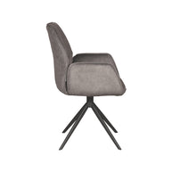 LABEL51 Eetkamerstoelen Mellow - Antraciet - Velvet - Zwart Metalen Frame
