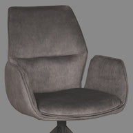 LABEL51 Eetkamerstoelen Mellow - Antraciet - Velvet - Zwart Metalen Frame