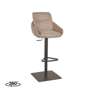 LABEL51 Barkrukken Beauty - Taupe - Micro Suede - Gaslift