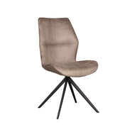 LABEL51 Eetkamerstoelen Comfy - Taupe - Kunstleder - Zwart Metalen Frame