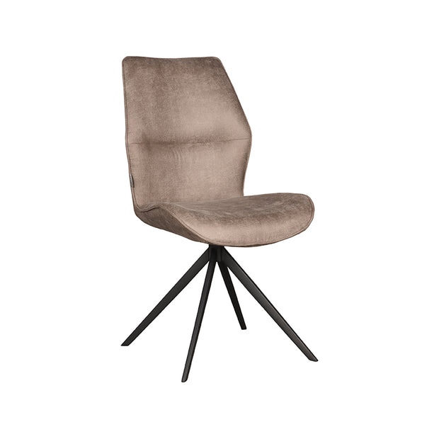 LABEL51 Eetkamerstoelen Comfy - Taupe - Kunstleder - Zwart Metalen Frame