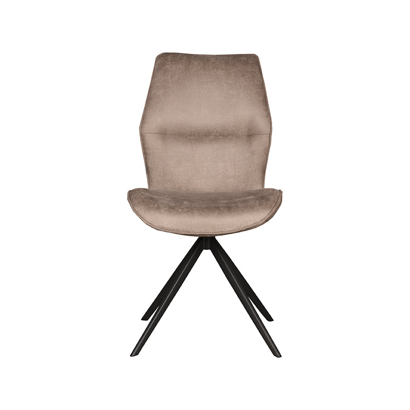 LABEL51 Eetkamerstoelen Comfy - Taupe - Kunstleder - Zwart Metalen Frame