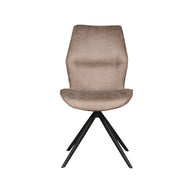 LABEL51 Eetkamerstoelen Comfy - Taupe - Kunstleder - Zwart Metalen Frame