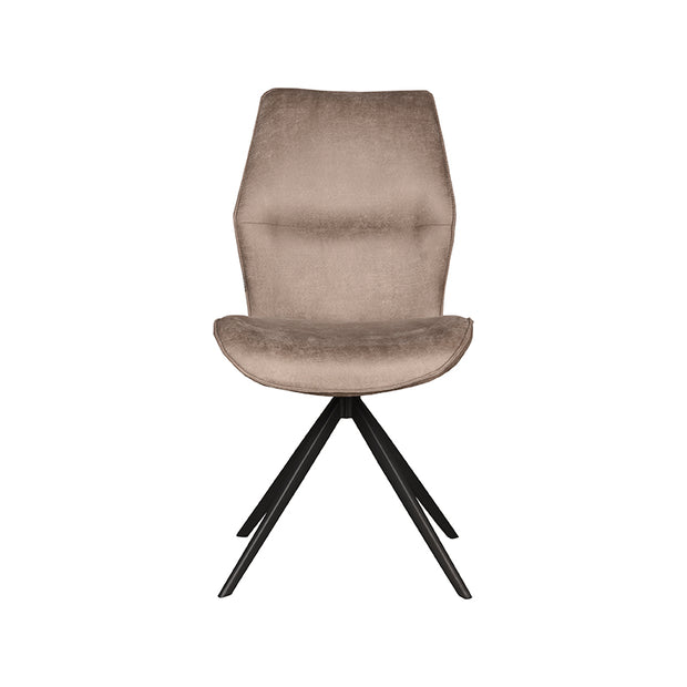 LABEL51 Eetkamerstoelen Comfy - Taupe - Kunstleder - Zwart Metalen Frame