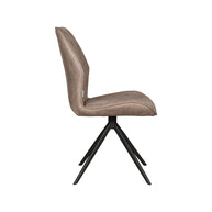 LABEL51 Eetkamerstoelen Comfy - Taupe - Kunstleder - Zwart Metalen Frame