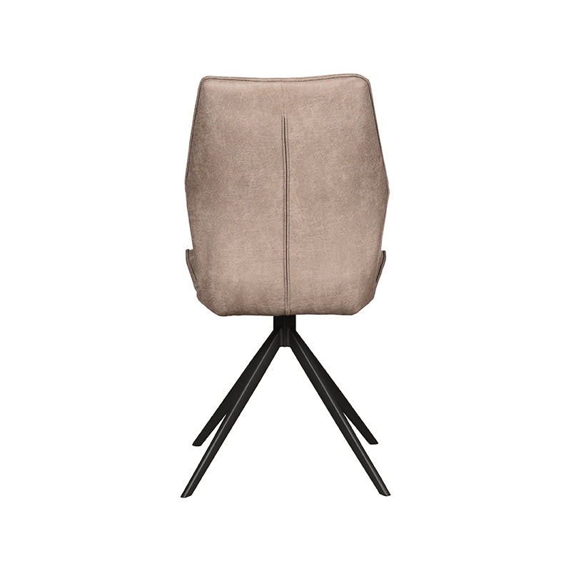 LABEL51 Eetkamerstoelen Comfy - Taupe - Kunstleder - Zwart Metalen Frame