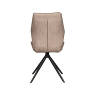 LABEL51 Eetkamerstoelen Comfy - Taupe - Kunstleder - Zwart Metalen Frame
