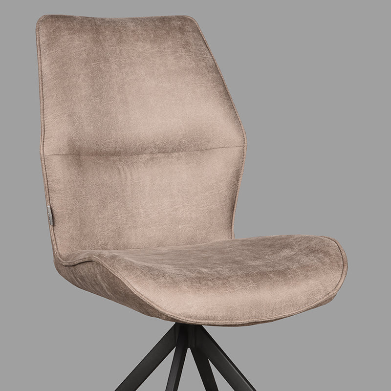 LABEL51 Eetkamerstoelen Comfy - Taupe - Kunstleder - Zwart Metalen Frame