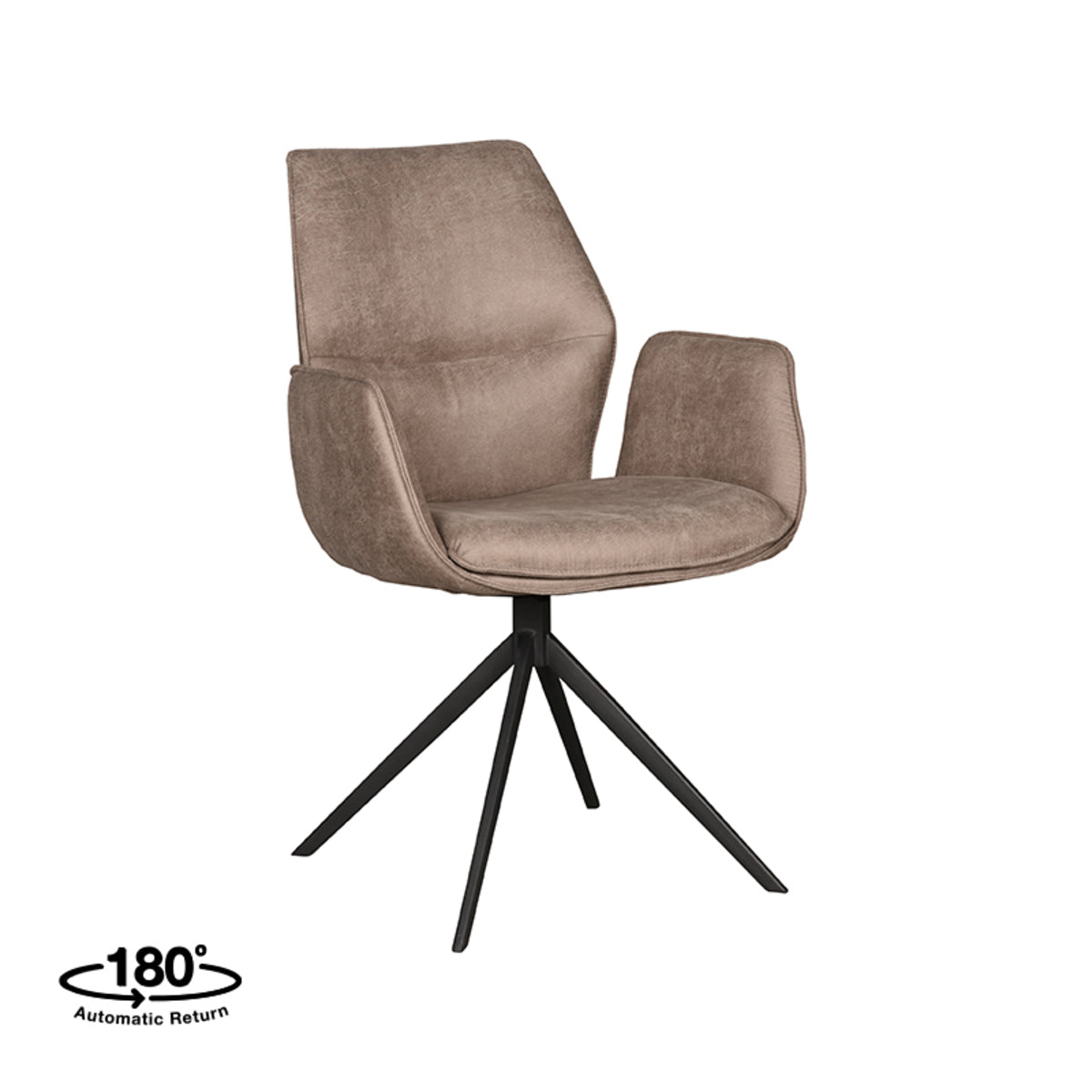 LABEL51 Eetkamerstoelen Mellow - Taupe - Kunstleder - Zwart Metalen Frame