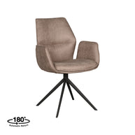 LABEL51 Eetkamerstoelen Mellow - Taupe - Kunstleder - Zwart Metalen Frame