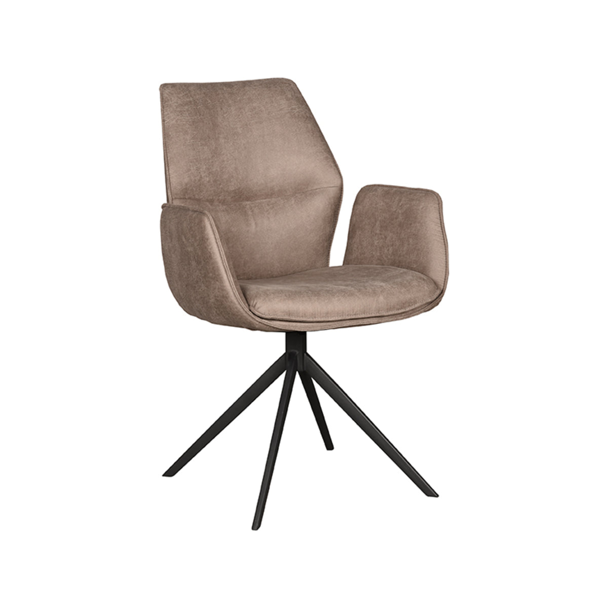 LABEL51 Eetkamerstoelen Mellow - Taupe - Kunstleder - Zwart Metalen Frame