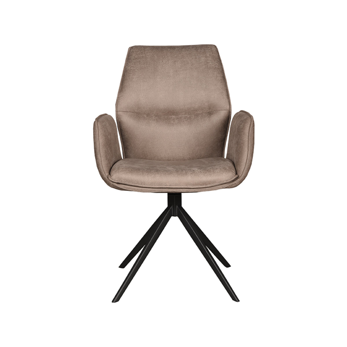 LABEL51 Eetkamerstoelen Mellow - Taupe - Kunstleder - Zwart Metalen Frame