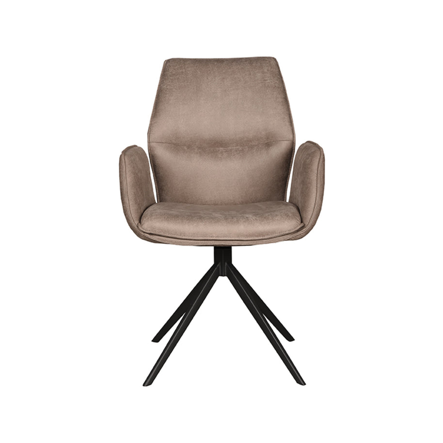 LABEL51 Eetkamerstoelen Mellow - Taupe - Kunstleder - Zwart Metalen Frame