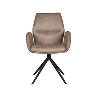 LABEL51 Eetkamerstoelen Mellow - Taupe - Kunstleder - Zwart Metalen Frame
