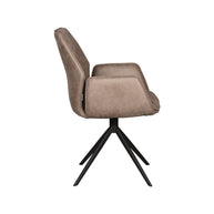 LABEL51 Eetkamerstoelen Mellow - Taupe - Kunstleder - Zwart Metalen Frame