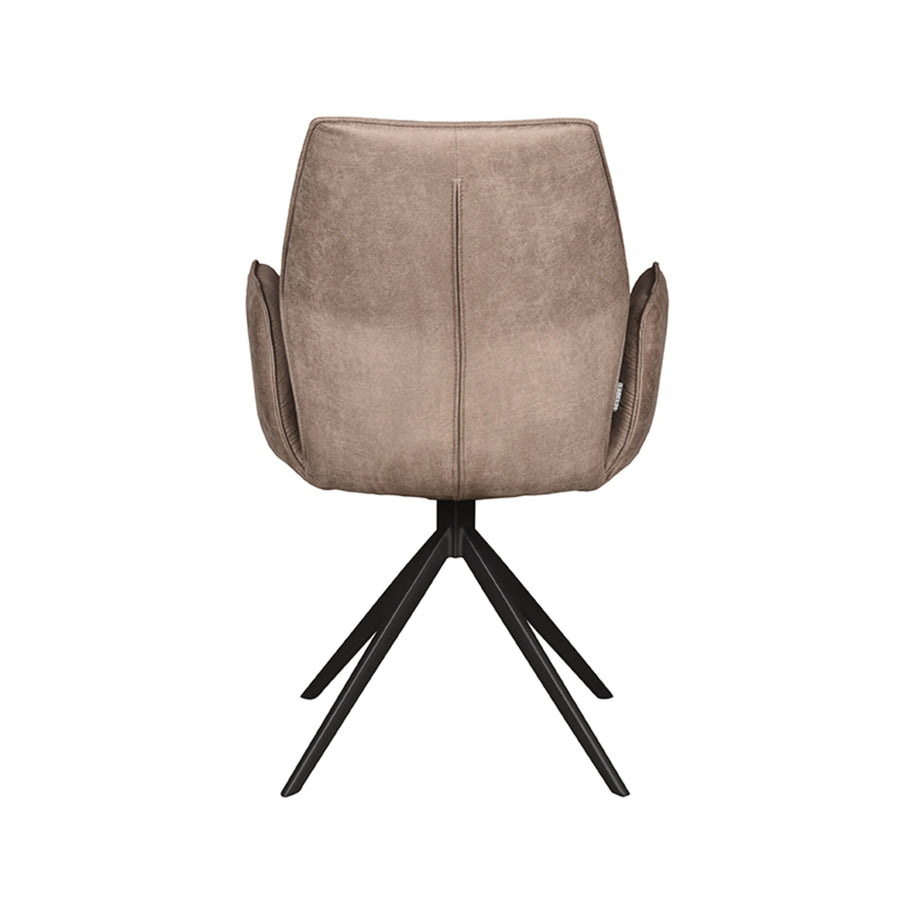 LABEL51 Eetkamerstoelen Mellow - Taupe - Kunstleder - Zwart Metalen Frame