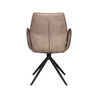 LABEL51 Eetkamerstoelen Mellow - Taupe - Kunstleder - Zwart Metalen Frame