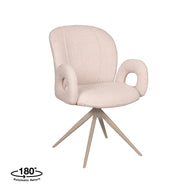 LABEL51 Eetkamerstoelen Neo - Naturel - Boucle - Taupe Metalen Frame