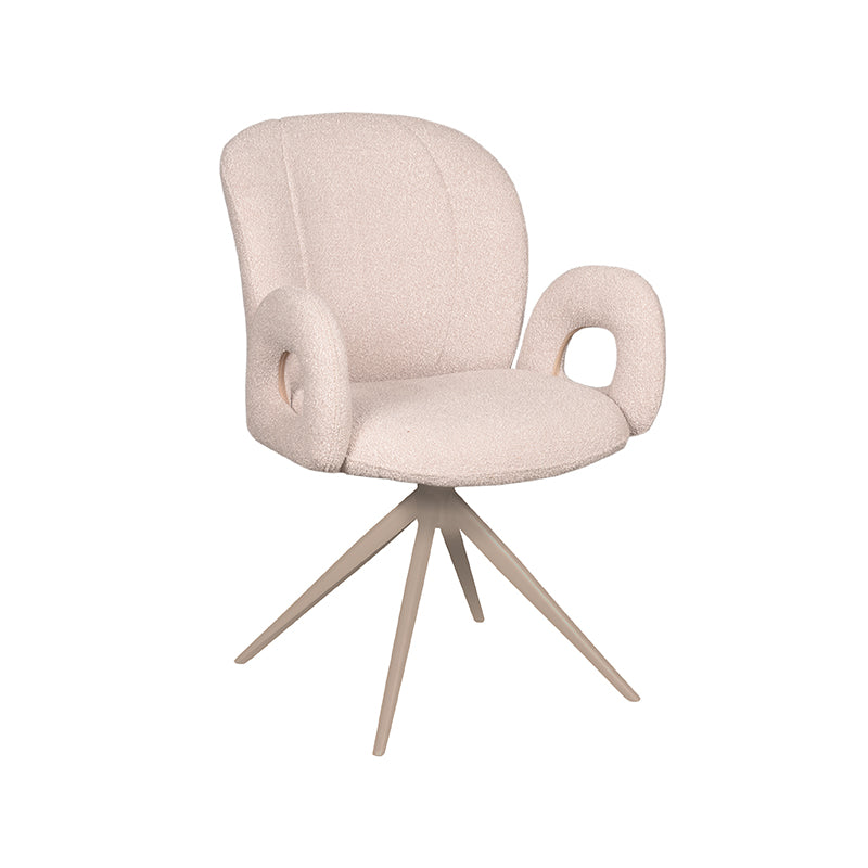 LABEL51 Eetkamerstoelen Neo - Naturel - Boucle - Taupe Metalen Frame