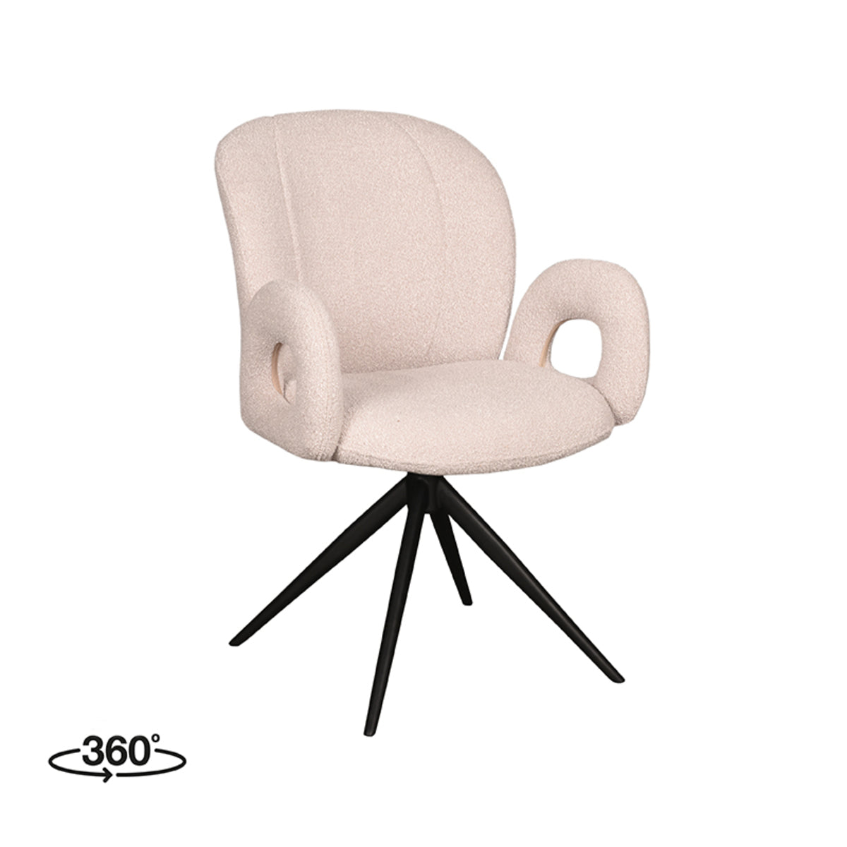 LABEL51 Eetkamerstoelen Neo - Naturel - Boucle - Zwart Metalen Frame