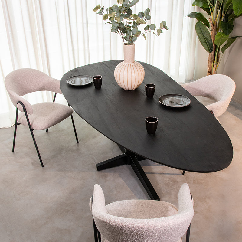 LABEL51 Eetkamertafels Rosie - Zwart - Mangohout - 220 cm