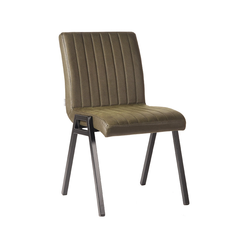 LABEL51 Eetkamerstoelen Matz - Army - Kunstleder - Zwart Metalen Frame