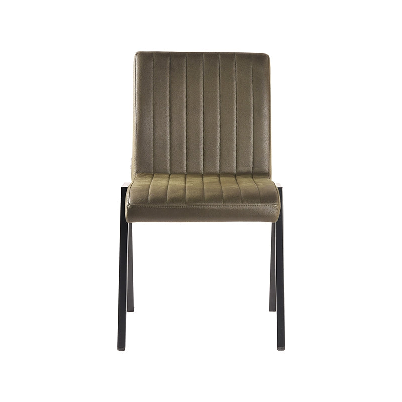 LABEL51 Eetkamerstoelen Matz - Army - Kunstleder - Zwart Metalen Frame