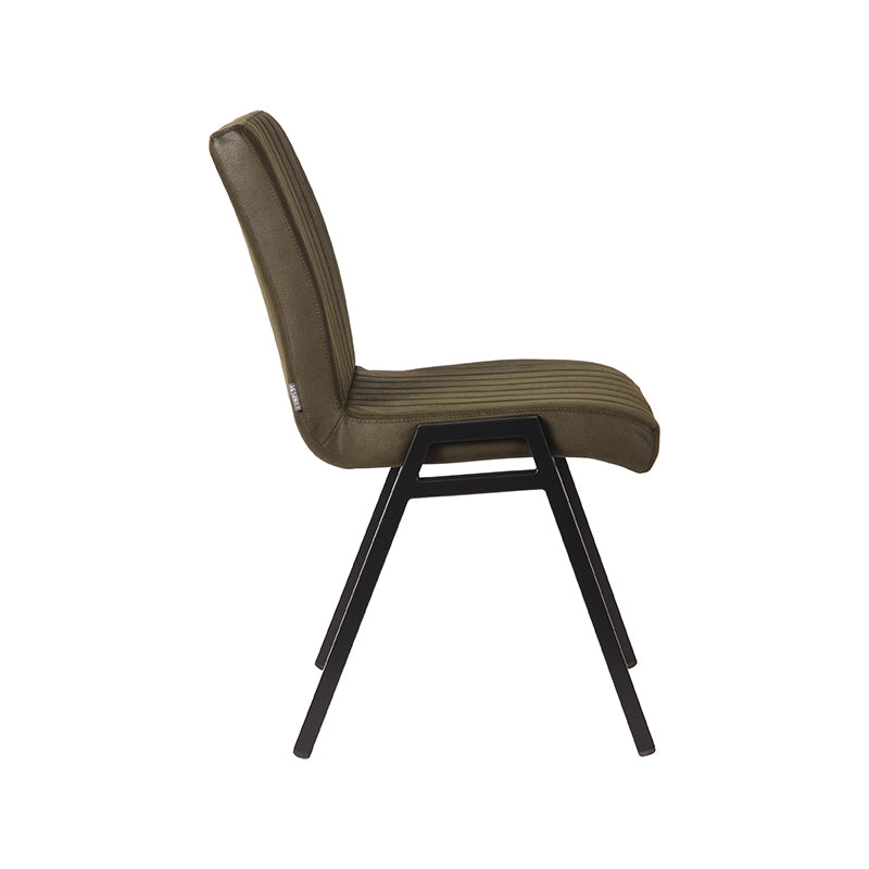 LABEL51 Eetkamerstoelen Matz - Army - Kunstleder - Zwart Metalen Frame