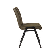 LABEL51 Eetkamerstoelen Matz - Army - Kunstleder - Zwart Metalen Frame
