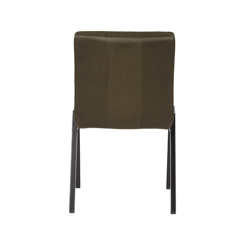 LABEL51 Eetkamerstoelen Matz - Army - Kunstleder - Zwart Metalen Frame