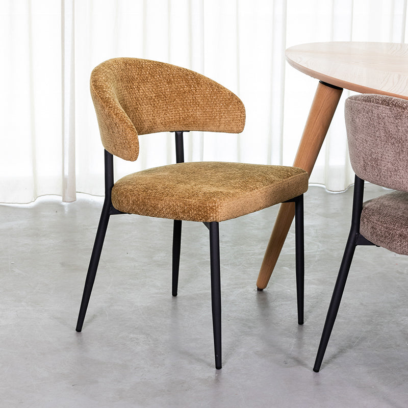 LABEL51 Eetkamerstoelen Bliss - Mustard - Chenille - Zwart Metalen Frame
