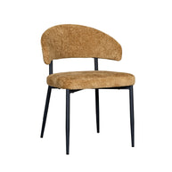 LABEL51 Eetkamerstoelen Bliss - Mustard - Chenille - Zwart Metalen Frame