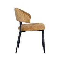 LABEL51 Eetkamerstoelen Bliss - Mustard - Chenille - Zwart Metalen Frame