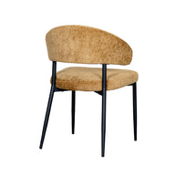 LABEL51 Eetkamerstoelen Bliss - Mustard - Chenille - Zwart Metalen Frame