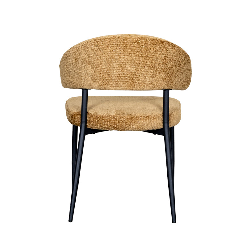 LABEL51 Eetkamerstoelen Bliss - Mustard - Chenille - Zwart Metalen Frame