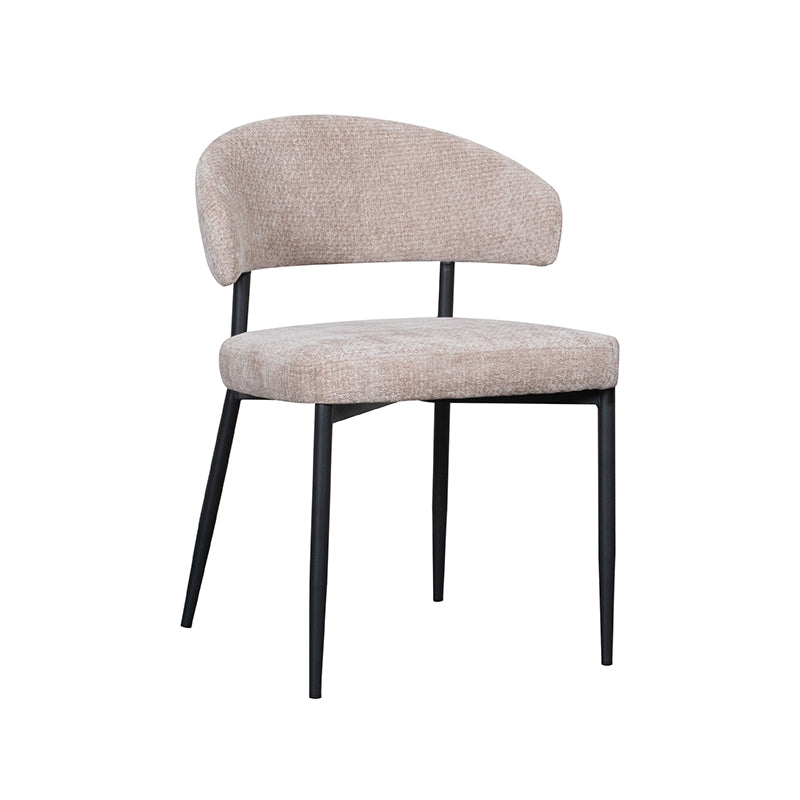 LABEL51 Eetkamerstoelen Bliss - Clay - Chenille - Zwart Metalen Frame