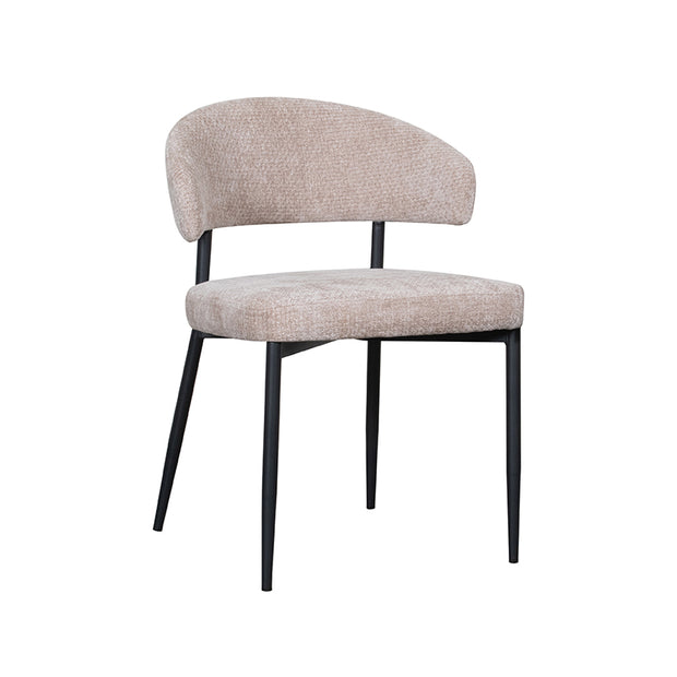 LABEL51 Eetkamerstoelen Bliss - Clay - Chenille - Zwart Metalen Frame