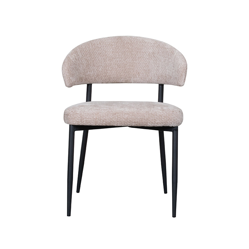 LABEL51 Eetkamerstoelen Bliss - Clay - Chenille - Zwart Metalen Frame