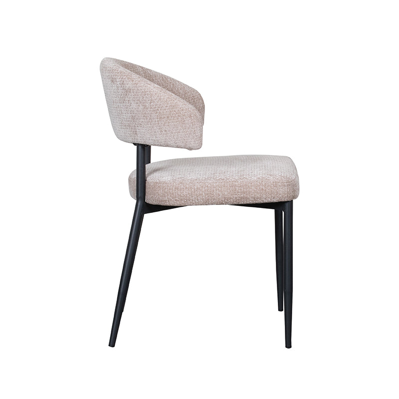 LABEL51 Eetkamerstoelen Bliss - Clay - Chenille - Zwart Metalen Frame