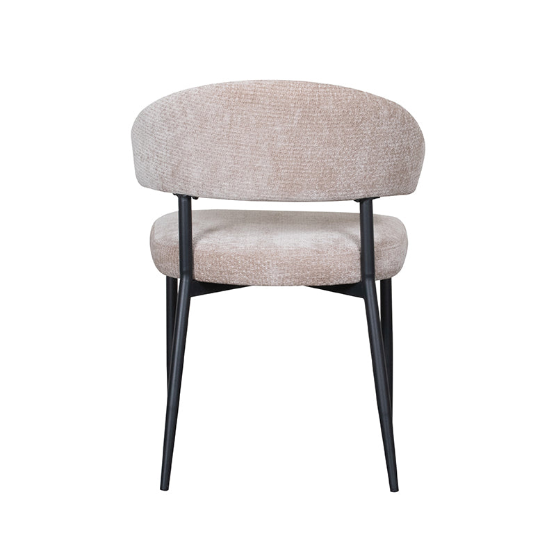 LABEL51 Eetkamerstoelen Bliss - Clay - Chenille - Zwart Metalen Frame
