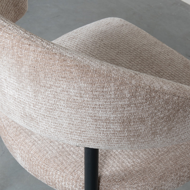LABEL51 Eetkamerstoelen Bliss - Clay - Chenille - Zwart Metalen Frame