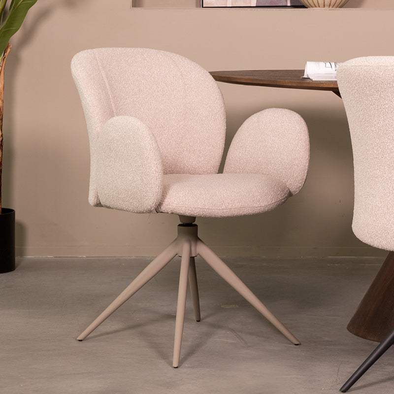 LABEL51 Eetkamerstoelen Kimball - Naturel - Boucle - Taupe Metalen Frame