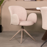 LABEL51 Eetkamerstoelen Kimball - Naturel - Boucle - Taupe Metalen Frame