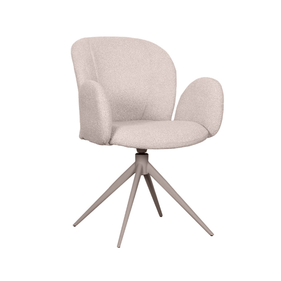 LABEL51 Eetkamerstoelen Kimball - Naturel - Boucle - Taupe Metalen Frame